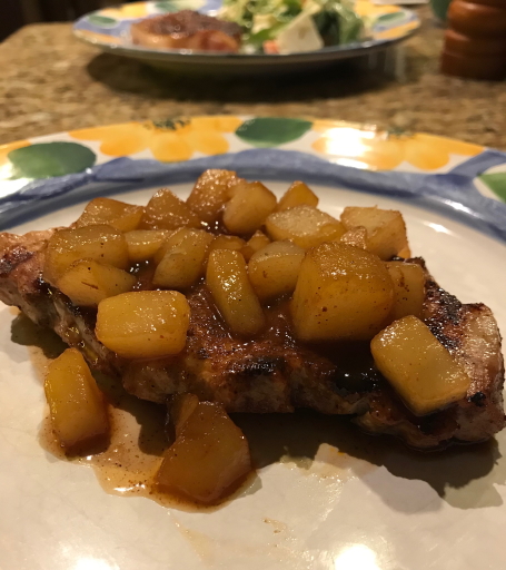 Grilled Pork Chops with Spiced Pears