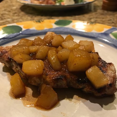 Grilled Pork Chops with Spiced Pears