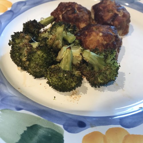 Sheet Pan Chicken Meatballs and Charred Broccoli