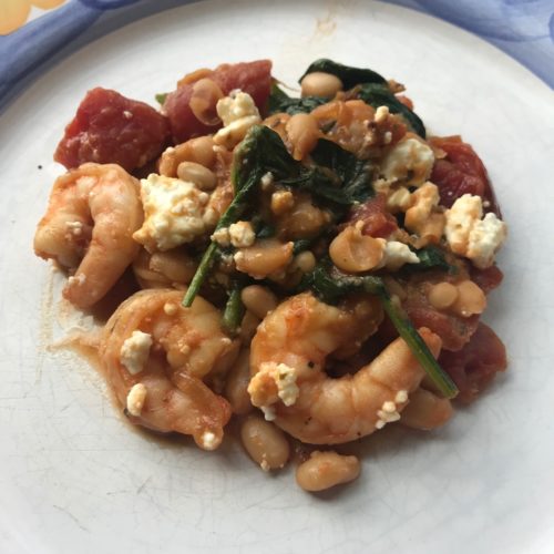 Shrimp, White Bean, and Feta Skillet